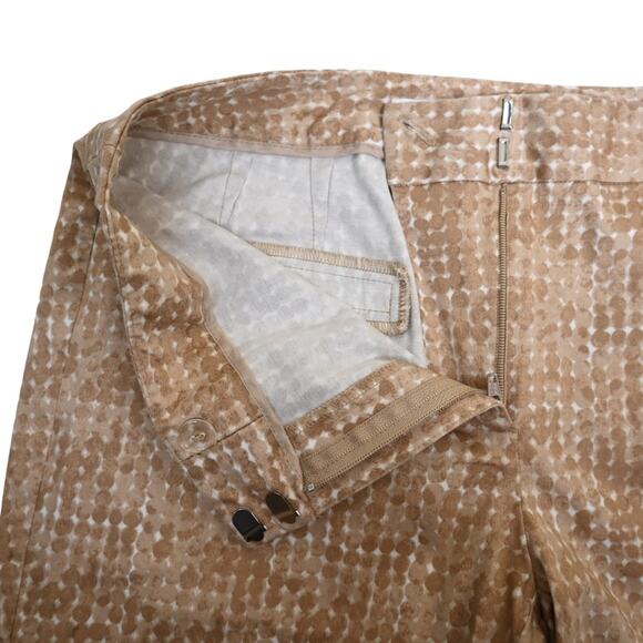 Chico's Womens XS Cropped Light Brown White Dot Pattern Cotton Pants - Picture 8 of 10